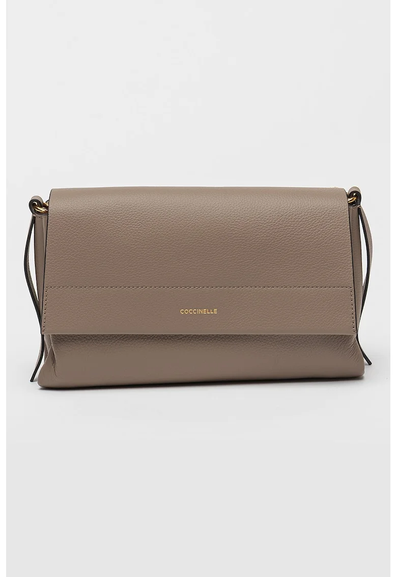 Geanta de piele cu bareta de umar cu aspect impletit Boheme - Maro taupe