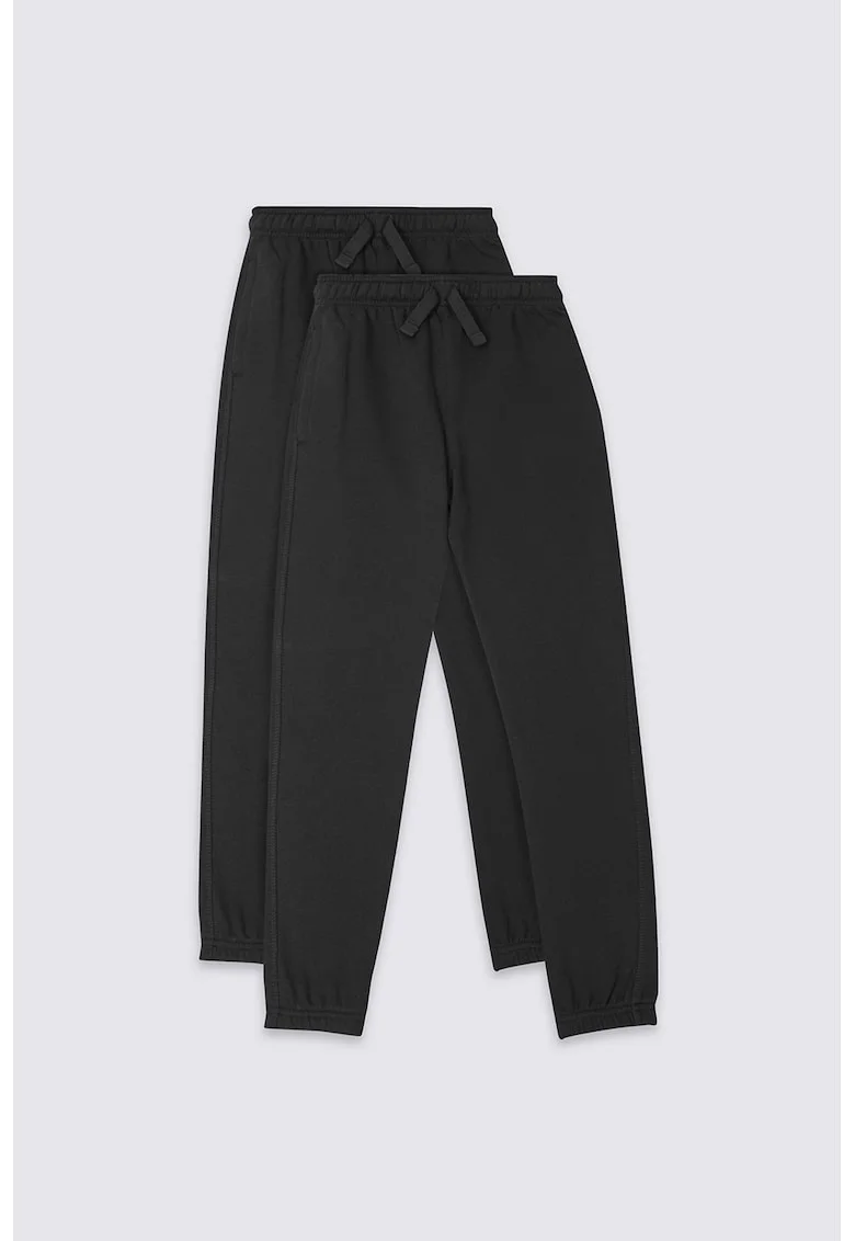Set 2 perechi de pantaloni sport - baieti - cu snur de ajustare in talie - Negru
