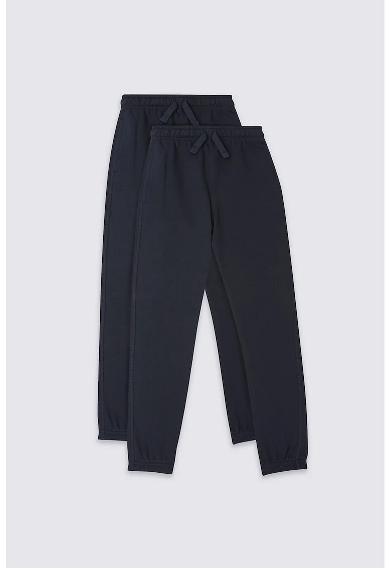 Set 2 perechi de pantaloni sport - baieti - cu snur de ajustare in talie - Bleumarin
