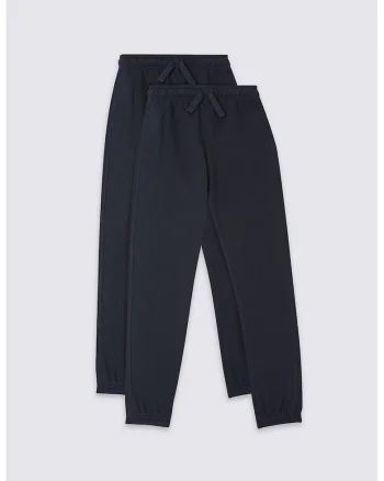 Set 2 perechi de pantaloni sport - baieti - cu snur de ajustare in talie - Bleumarin