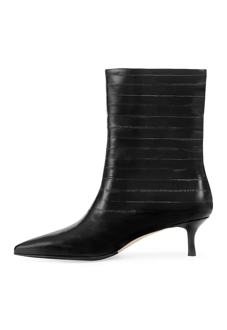 Botine de piele cu toc kitten - Negru
