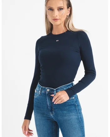 Bluza slim fit cu broderie logo discreta - Albastru inchis