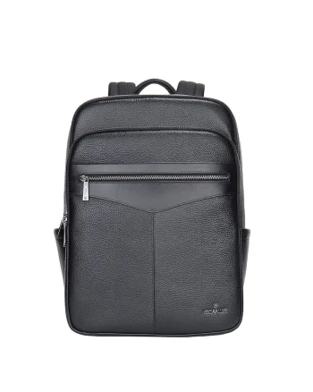 Rucsac unisex de piele cu compartimente multiple - Negru