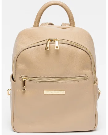 Rucsac de piele cu logo - Maro taupe