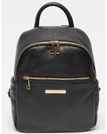 Rucsac de piele cu logo - Negru