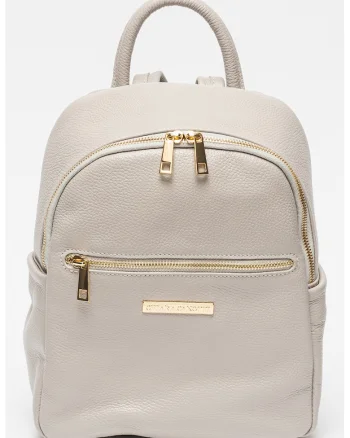 Rucsac de piele cu logo - Gri deschis