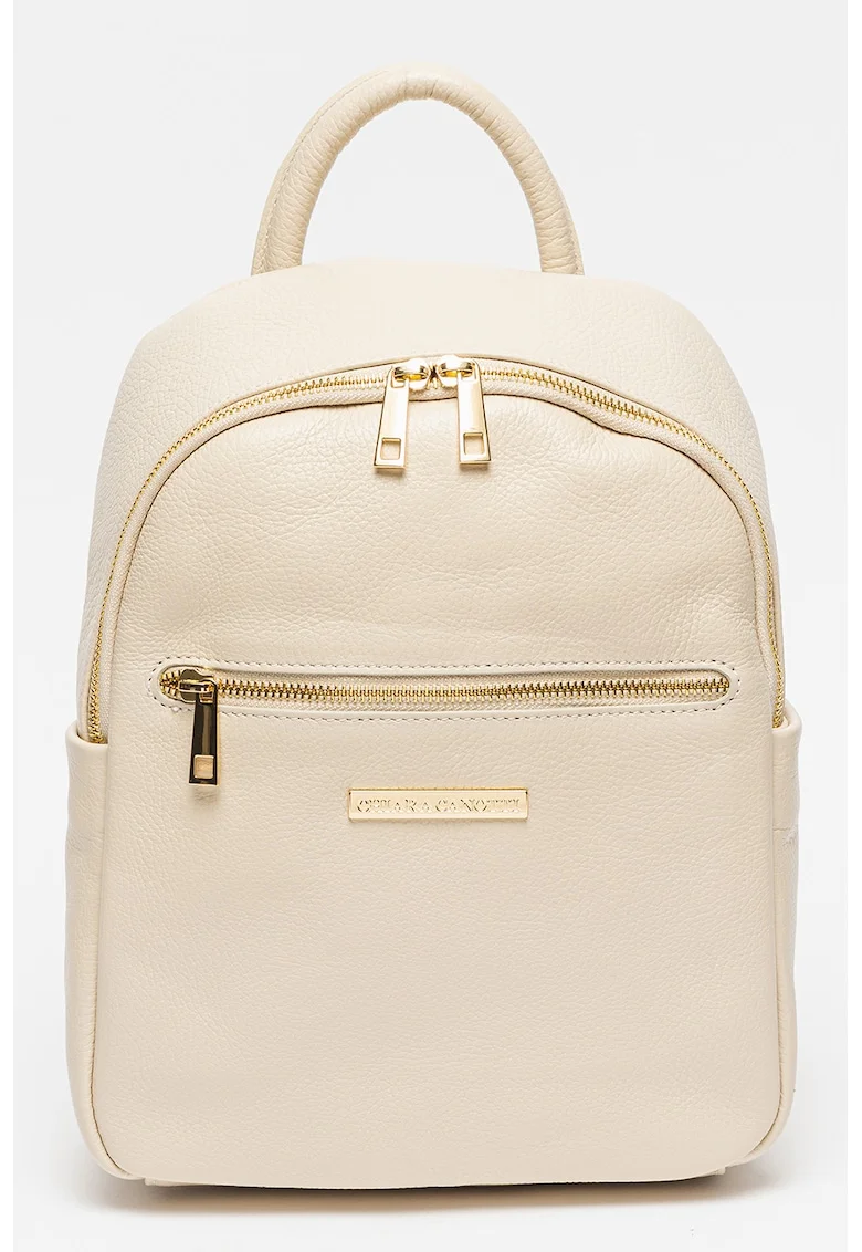 Rucsac de piele cu logo - Bej deschis