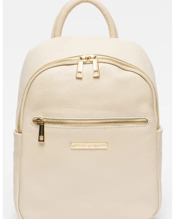 Rucsac de piele cu logo - Bej deschis