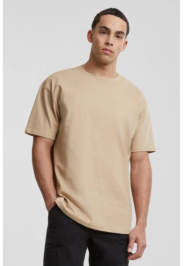 Tricou supradimensionat cu maneci cazute - Bej deschis