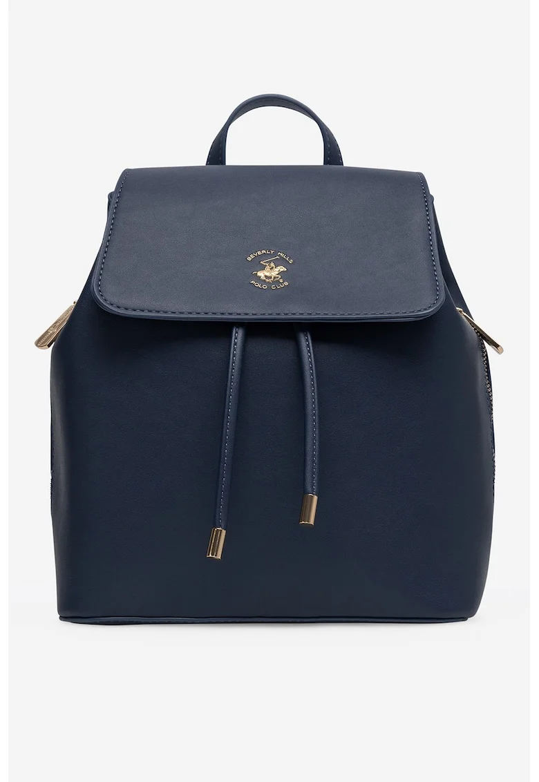 Rucsac de piele ecologica cu clapa - Bleumarin