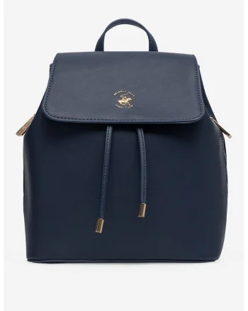 Rucsac de piele ecologica cu clapa - Bleumarin