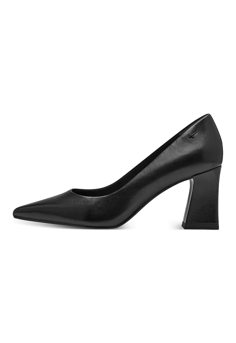 Pantofi din piele cu toc masiv - Negru