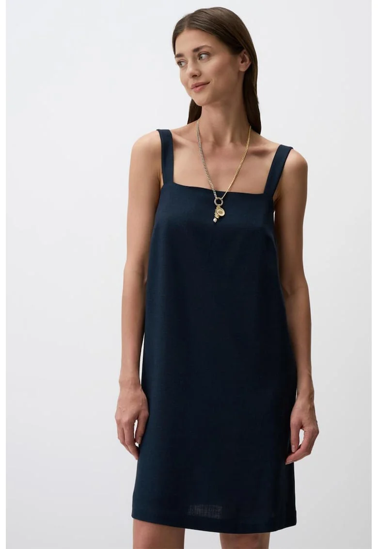 Rochie dreapta cu decolteu patrat - Verde padure