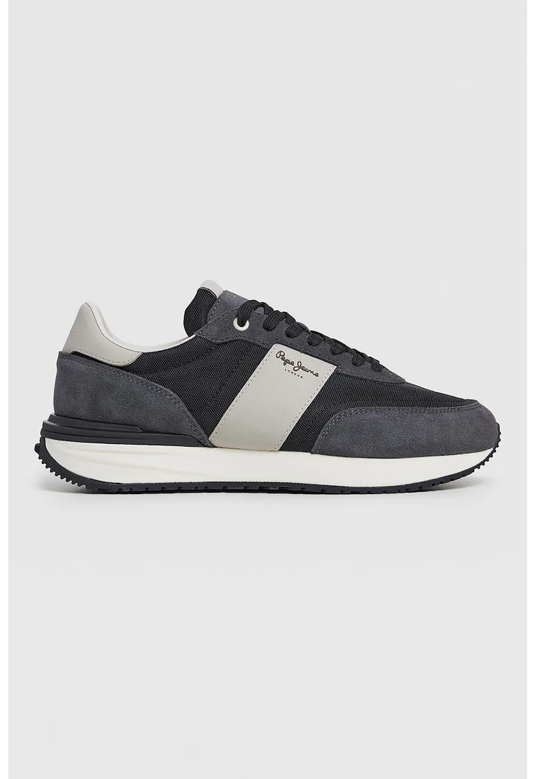 Pantofi sport cu detalii de piele intoarsa Buster - Negru/Gri carbune