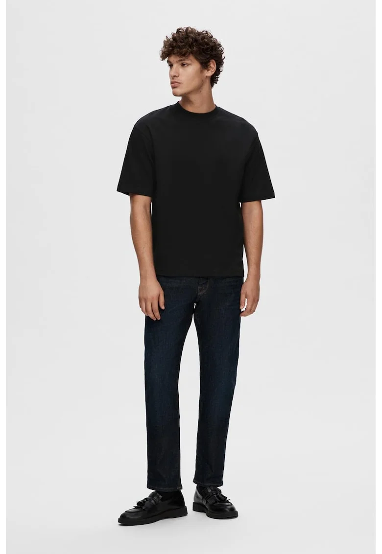 Tricou supradimensionat cu maneci cazute Oscar - Negru