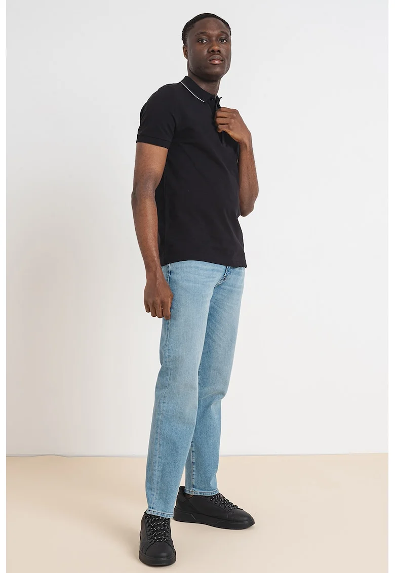Tricou polo slim fit Paule - Alb/Negru