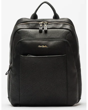 Rucsac din piele cu buzunare multiple - Negru