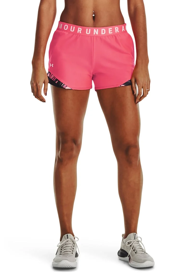 Pantaloni scurti cu banda logo in talie - pentru antrenament Play Up 3.0 - Negru/Roz