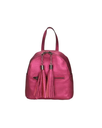 Rucsac de piele cu canafi - Fucsia