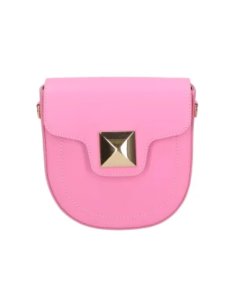 Geanta crossbody din piele cu bareta detasabila - Roz