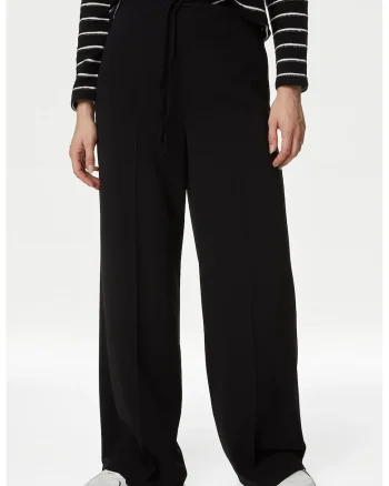 Pantaloni ampli cu talie inalta - Negru