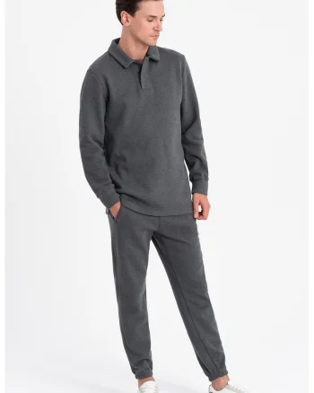 Set de bluza polo si pantaloni de trening - Gri inchis