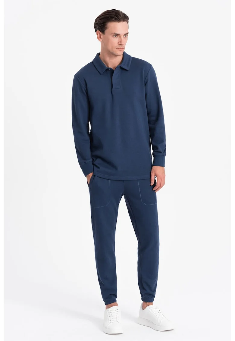 Set de bluza polo si pantaloni de trening - Bleumarin