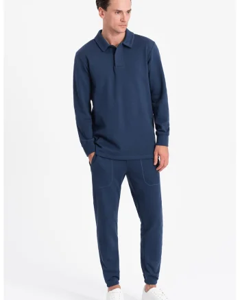 Set de bluza polo si pantaloni de trening - Bleumarin