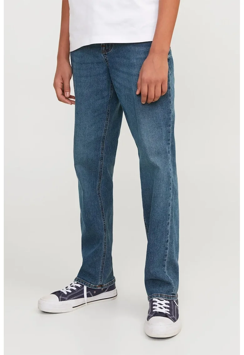 Blugi regular fit cu aspect decolorat - Albastru inchis