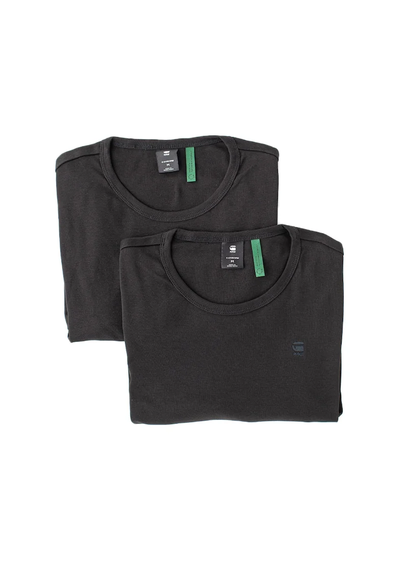 Tricou de bumbac organic cu detaliu brodat - 2 piese - Negru