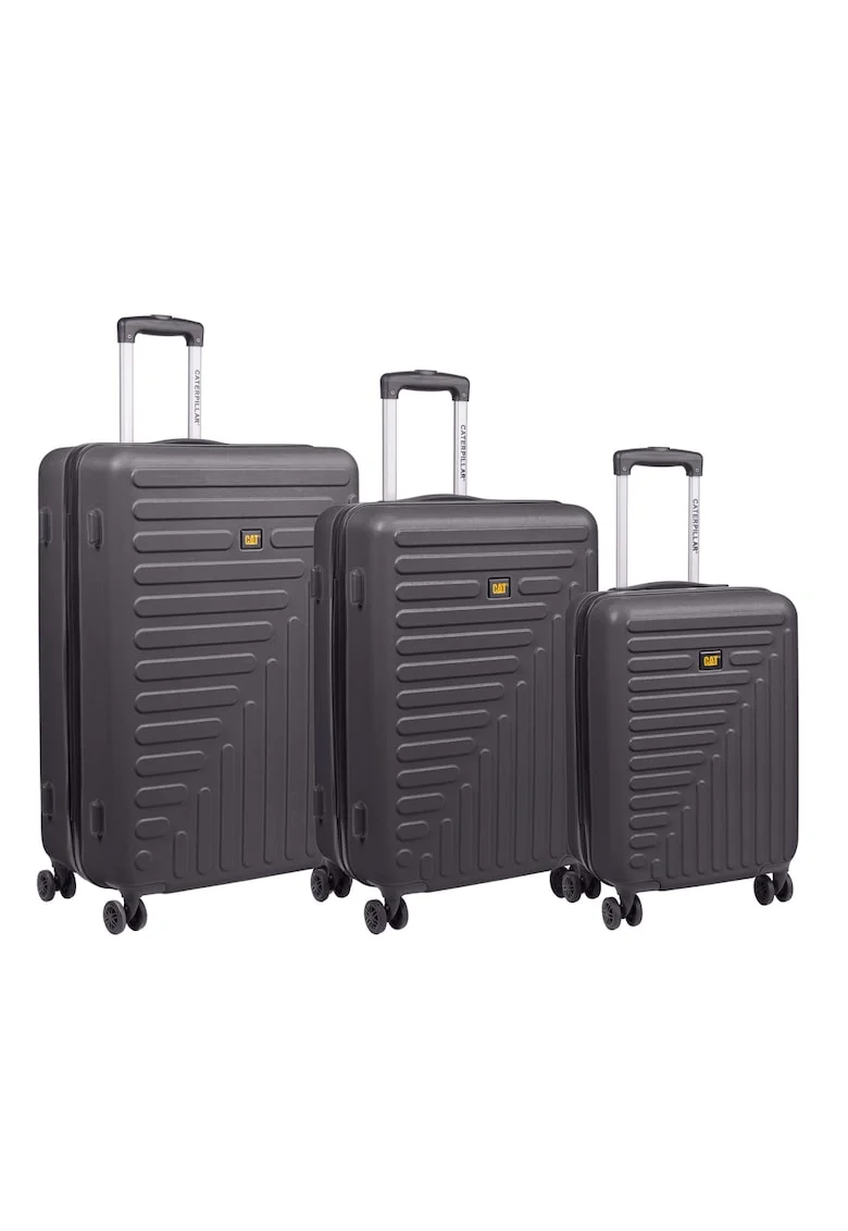 Set 3 trolere  Rockford - 35L - 59L - 92L - 4 roti duble cu rotatie 360° - ABS - negru