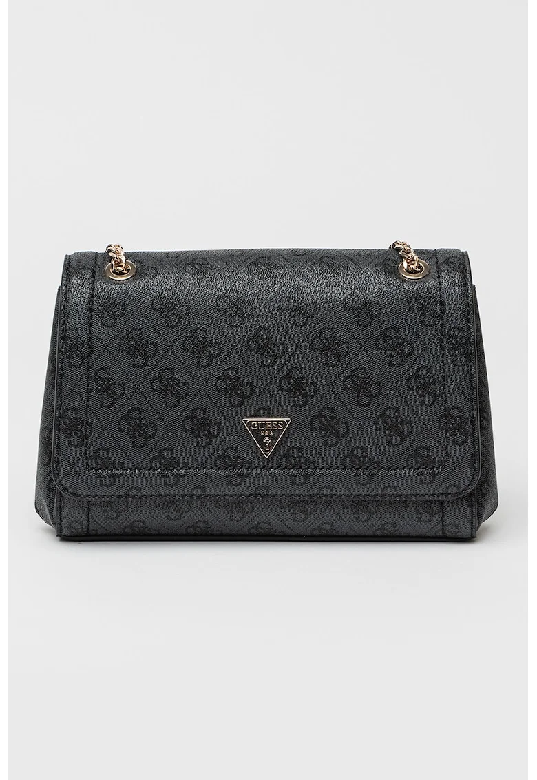 Geanta crossbody din piele ecologica cu model monograma Noelle - Gri carbune