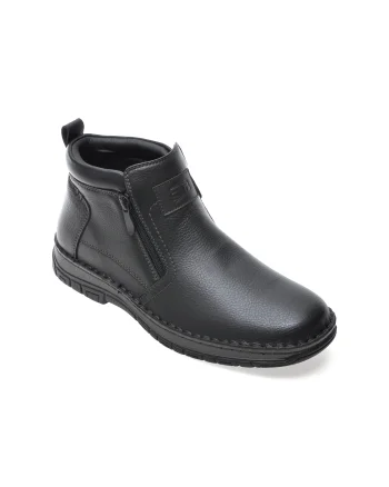 Ghete BITE THE BULLET negre, K220, din piele naturala