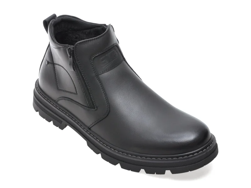 Ghete BITE THE BULLET negre, M1126, din piele naturala