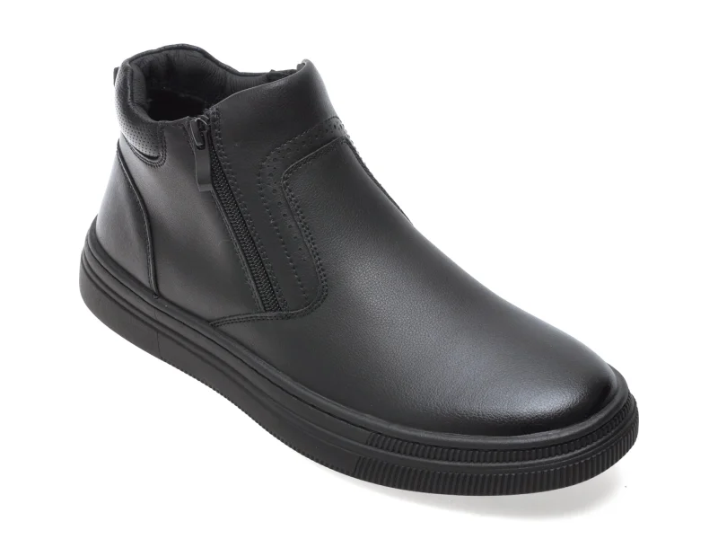 Ghete BITE THE BULLET negre, M1127, din piele naturala
