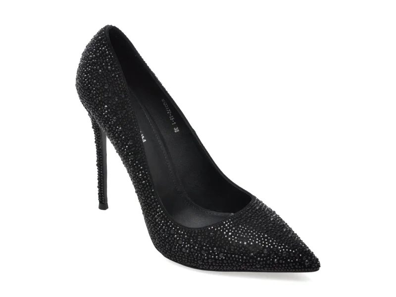 Pantofi eleganti EPICA PREMIUM negri, 2317215, din piele intoarsa