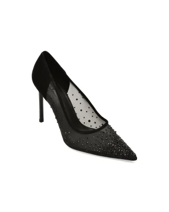 Pantofi eleganti EPICA PREMIUM negri, 261556, din material textil si piele naturala