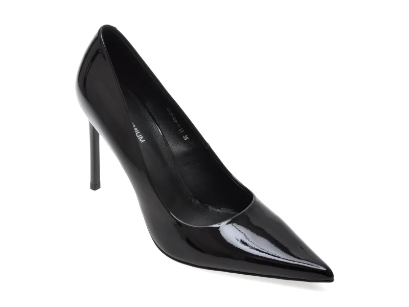 Pantofi eleganti EPICA PREMIUM negri, 26155, din piele naturala lacuita
