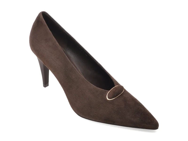 Pantofi eleganti EPICA PREMIUM maro, 601D, din piele intoarsa