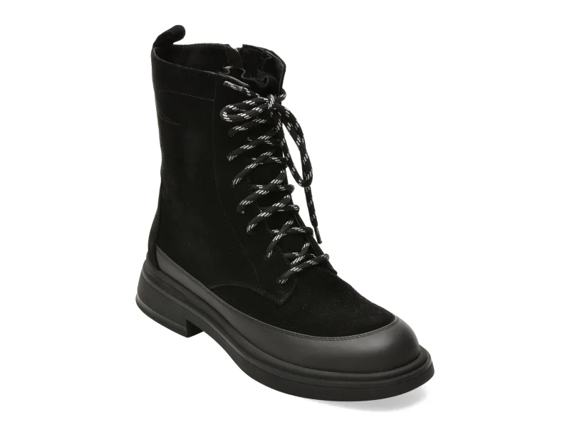 Ghete EPICA negre, 4F2591, din piele intoarsa