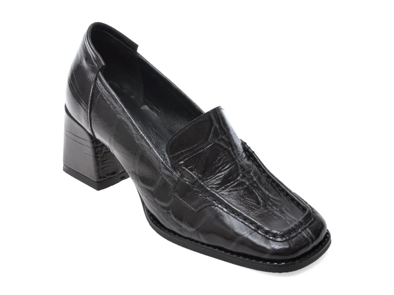 Mocasini EPICA negri, 2772114, din piele croco