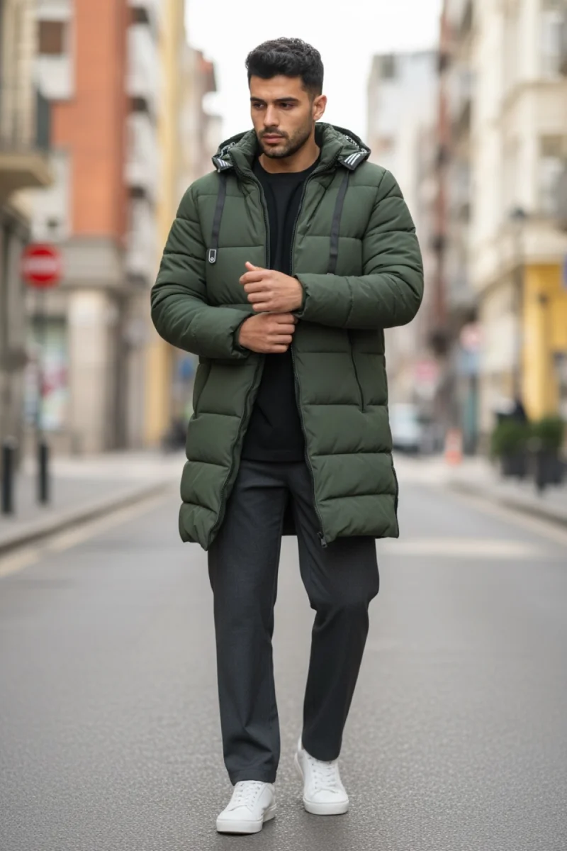 Geaca barbati de iarna kaki  lunga A72  D1-2
