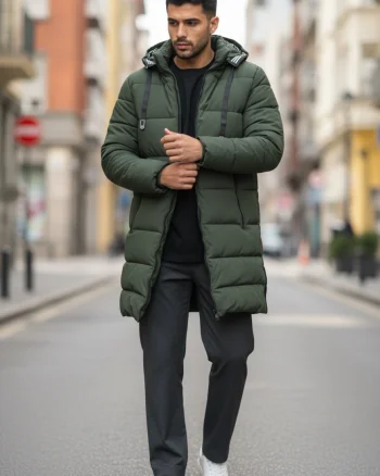 Geaca barbati de iarna kaki  lunga A72  D1-2