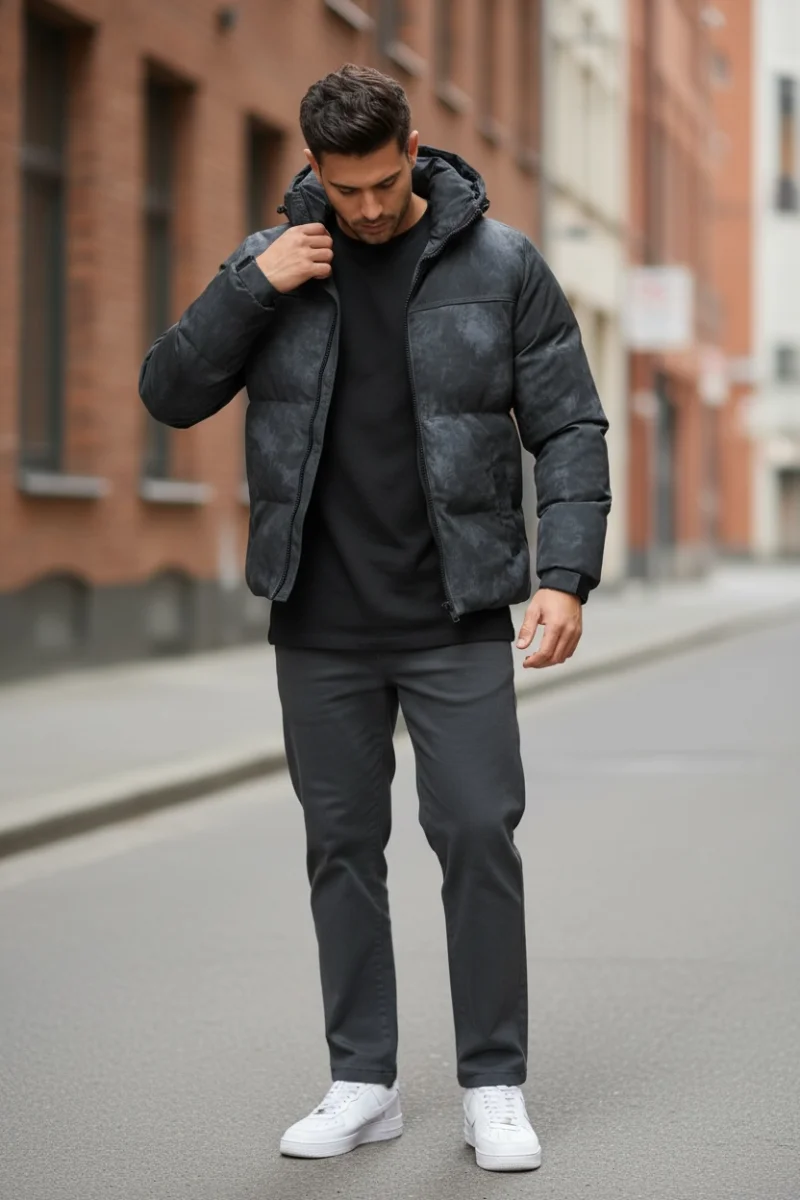 Geaca barbati groasa de iarna  neagra 2602 D1-3