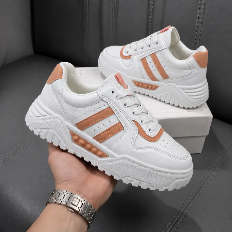 Adidasi dama casual albi cu orange 789