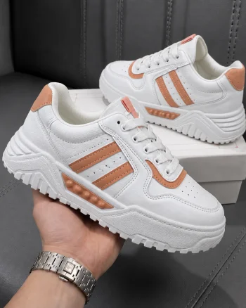 Adidasi dama casual albi cu orange 789