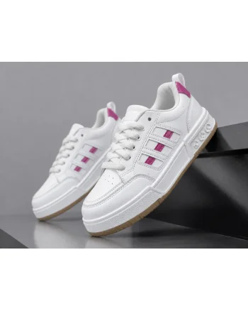 Adidasi dama casual albi cu roz 6612
