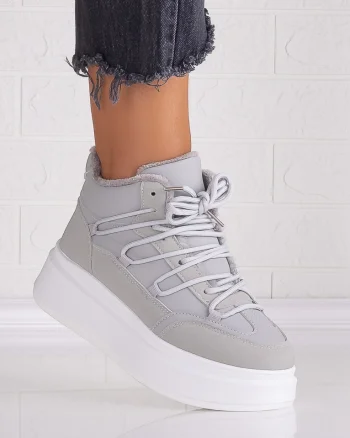 Sneakers dama Imblaniti Gri din Piele Ecologica Elizze
