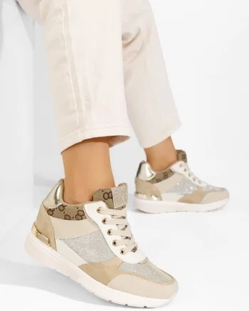 Sneakers dama cu platforma ascunsa Kali bej