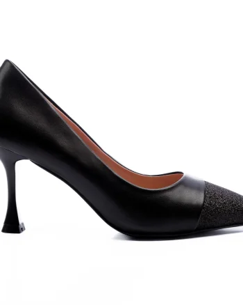 Pantofi Eleganti din Piele Ecologica cu toc Special CRL0729 negru